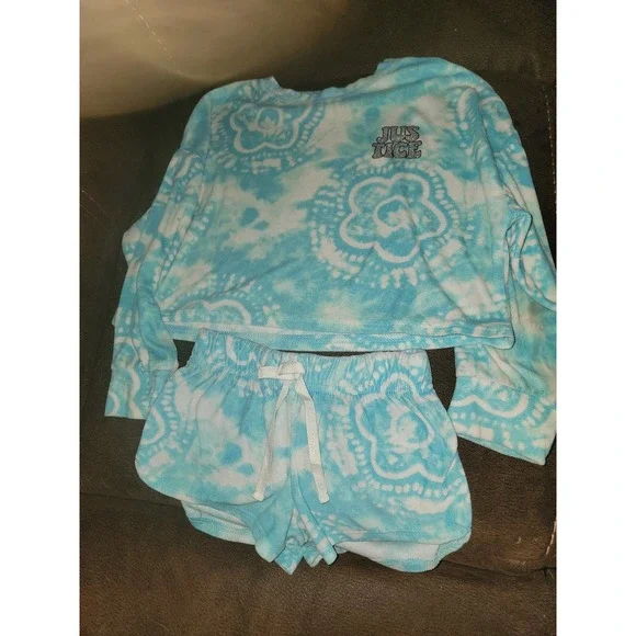Justice blue tie dye pajamas sleep set size‎ xs 5 6