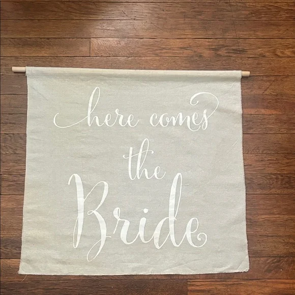 Here Comes The Bride Canvas Banner