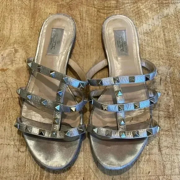 Valentino Women's Silver Studded Sandals