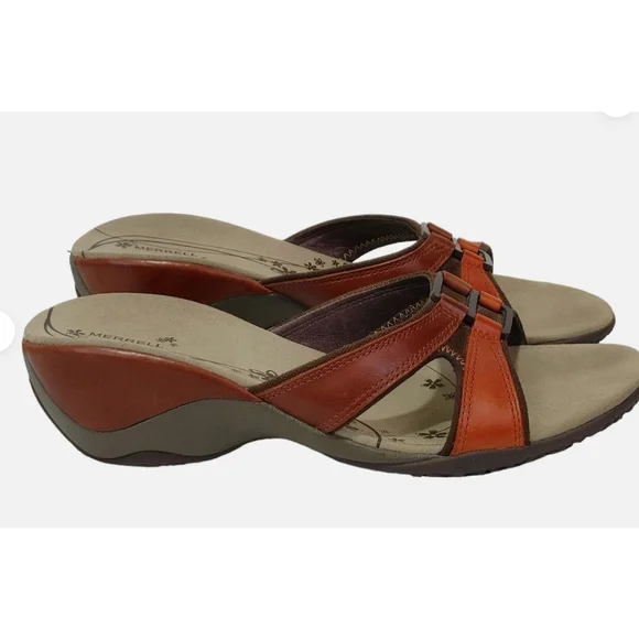Merrell Dewberry Leather Open Toe Slip On Sandals Shoes Size 7