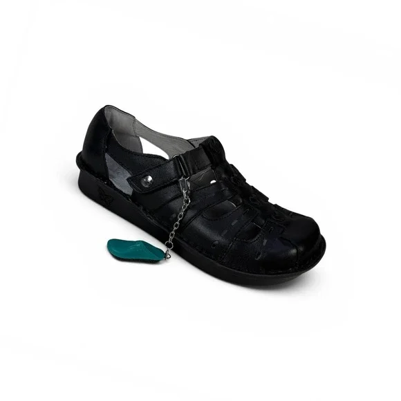 Alegria Pesca Fisherman Sandals Womens US 7 7.5 EU 37 Black Butter Leather