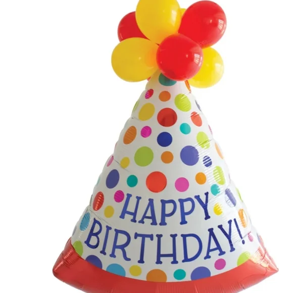Multicolor Happy Birthday Party Hat Balloon