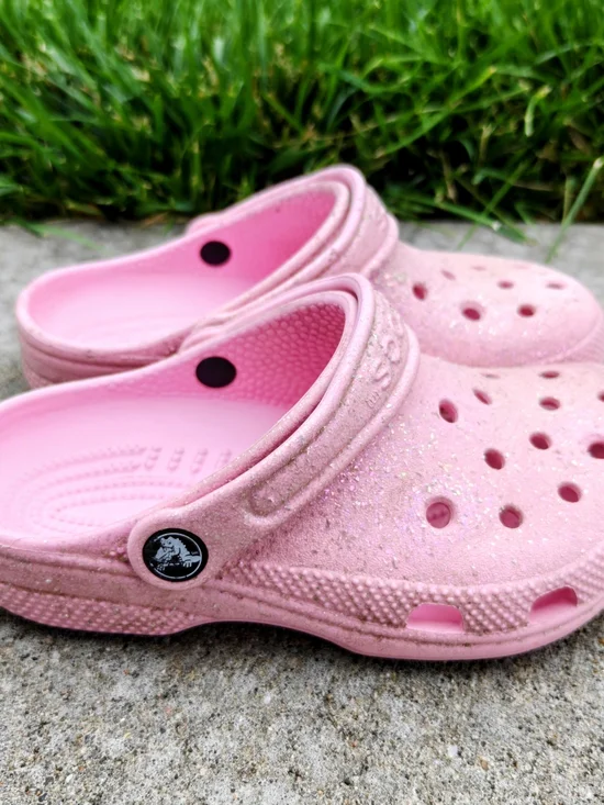 Crocs Girls Kids Pink Glitter Crocs Clogs Sandals Size J1 Size 1