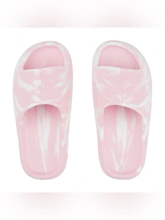 Pink and White Tie-Dye Slide Sandals