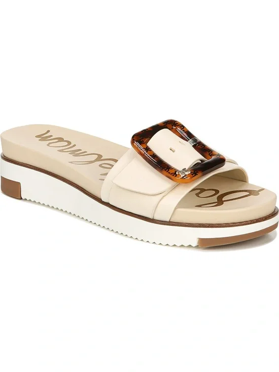 Sam Edelman Ariane Slide Sandals Ivory White Tortoise Buckle - Size 7.5
