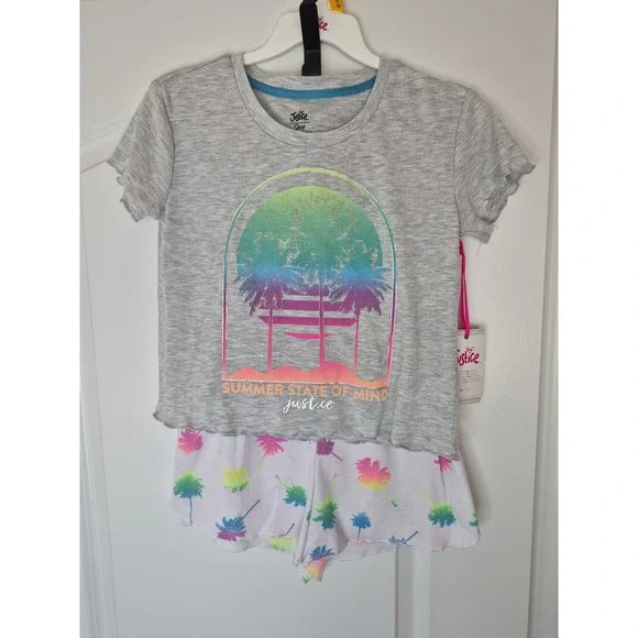 Justice Girls 2pc Short Sleep Set Size L (12/14)  NWT SUMMER