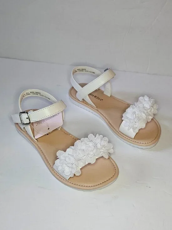 Christie & Jill Girls White Floral Strap Sandals Size 13