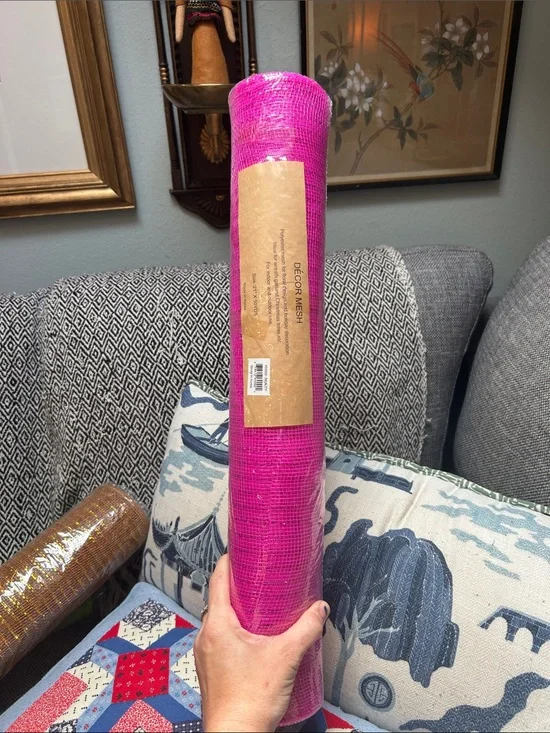 Bright Pink Decor Mesh Roll for Party and Craft Projects