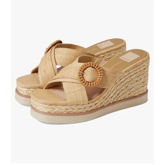 Dolce Vita Lisbet Wedge Sandel Light Natural Raffia 9.5 Coastal boho