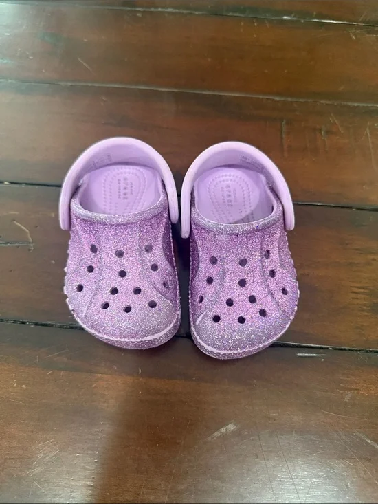 CROCS Kids Glitter Lilac Clog Sandals
