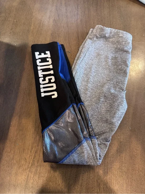Justice Girls J-Sport Colorblock Active Ankle Leggings Size 8 blue athletic