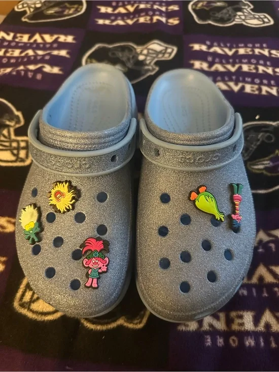 Kids Glitter Clog Shoes - Silver