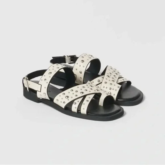 Zara‎ Girls White Studded Sandals 39
