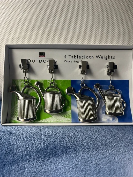 Silver Metal Watering Can Tablecloth Weights - may be used as charms/pendants.