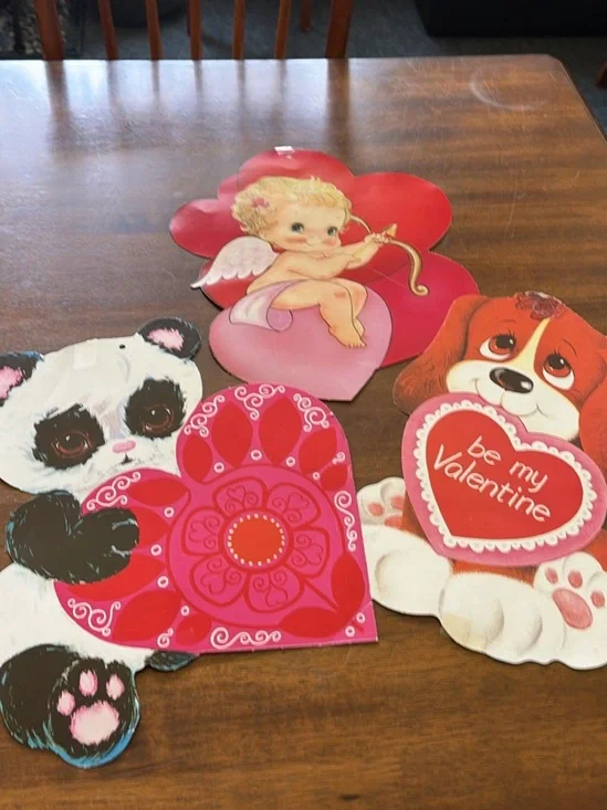 2 sets of 3 VTG.Rare Beistle Valentine's Day die-cut doubleside-decorations