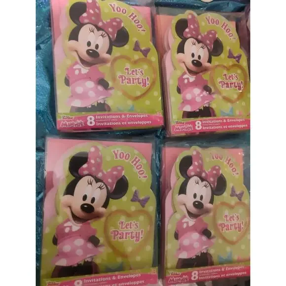 Minnie mouse party invitations bundle of Four.  Missing 6 envelopes.