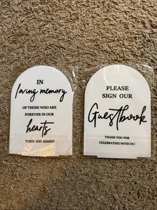 Acrylic Wedding signs: guestbook and in loving memory
