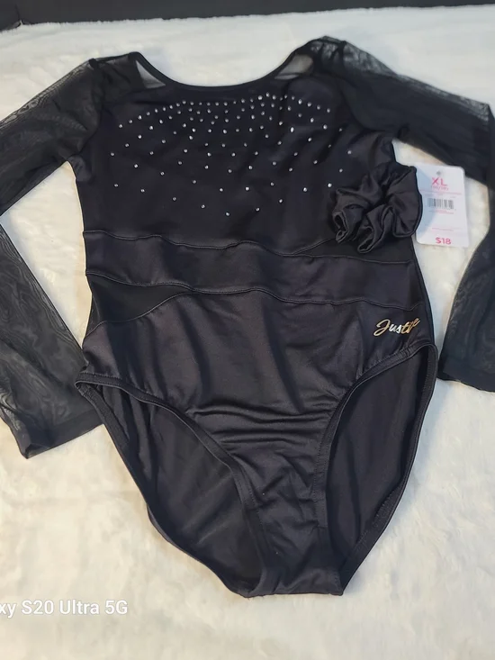 Justice Black Top with Gold Script Logo
