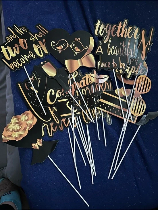 Party Photo Booth Props Set - Black and Rose Gold