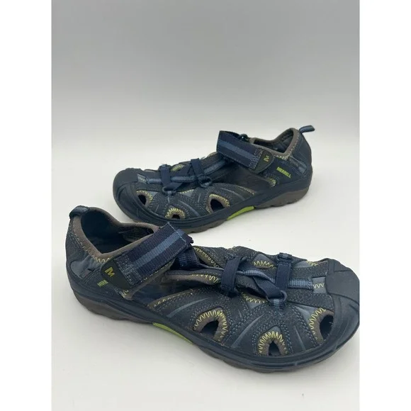 Merrell Hydro Hiker Sandal Navy Blue Leather Water Shoes MY53375 Kids Size 5M