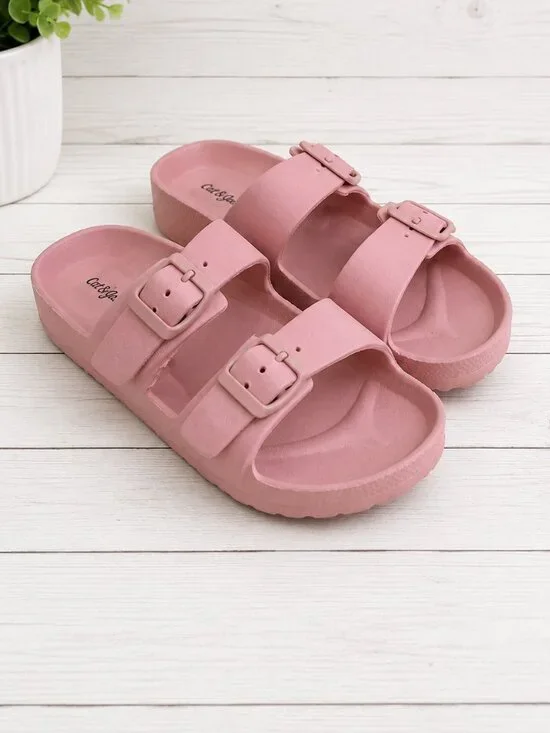 Cat & Jack Pink Slide Sandals Girls Sz 4