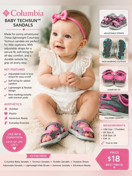 Columbia Kids Gray and Hot Pink Sport Sandals