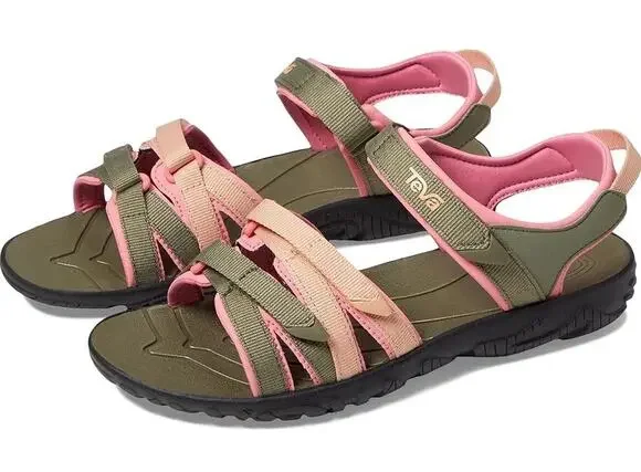 Teva Girls Tirra Leather Sandals US 1 EU 32 Green Pink Waterproof NIB