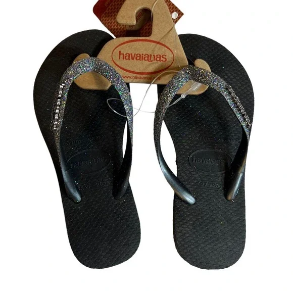Havaianas Kids Slim Glitter Flip Flops‎ Size 10 New