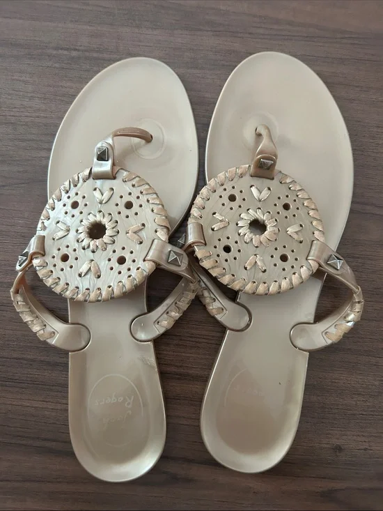 Jack Rogers Gold Jelly Sandals 8