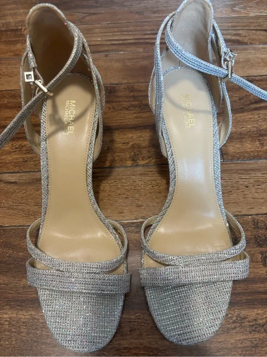 Michael Kors Sparkle Silver Strappy Sandals size 8.5
