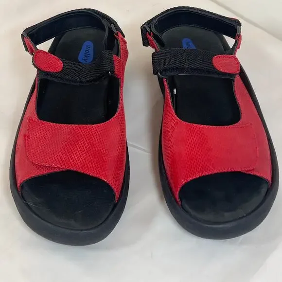 Wolky Red Jewel Slingback Sport Walking Sandals Women's size12 EU 43 Hook & Loop