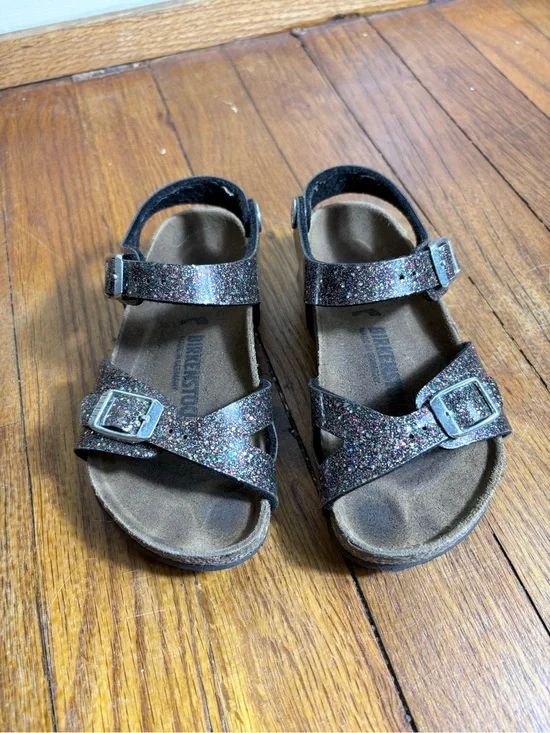 Birkenstock Kids Glitter Buckle Sandals - Black with Multicolor Sparkle