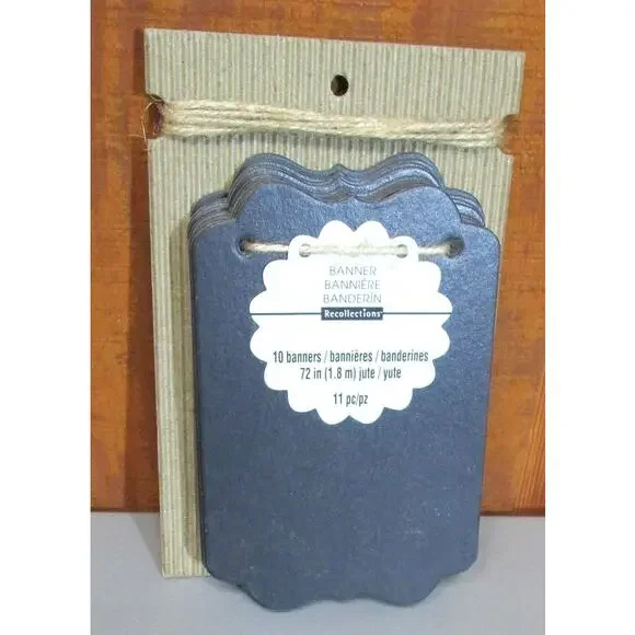 Recollections Banner Kit 10 Heavy Cardstock Shapes with Jute Twine DIY Decor