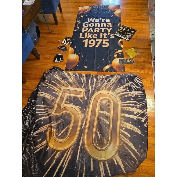 50Th Birthday Decorations Men Women Happy Decoration Banners Large Golden Balloo