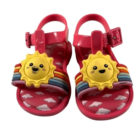 Mini Melissa Rainbow Jelly Cloudy Sun Beach  Toddler Girl Pink Sandals Size US 5
