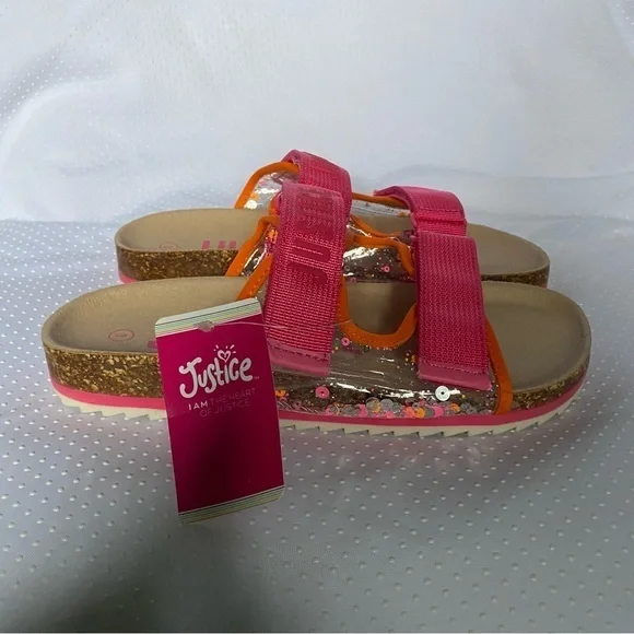 Justice Shoes Sandales Girls Size 3 Slip On New With‎ Tags Pink