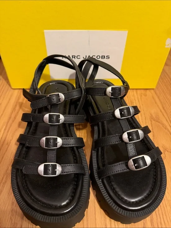 Marc Jacobs Black Kiki Gladiator Buckle Sandals