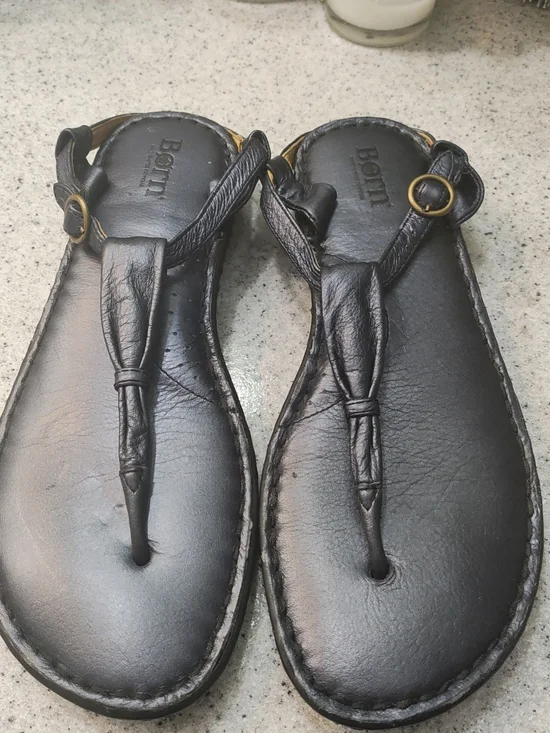 Born Navy Blue 🌌Leather T-Strap Women's Sandals🧐