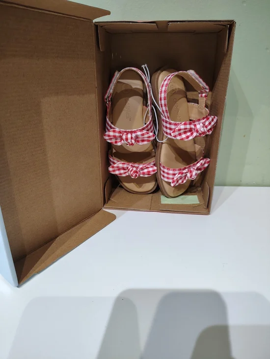 NIB NWT Cat & Jack Lillie Sandals Red White Bow 4th of July Pin Up Style 9