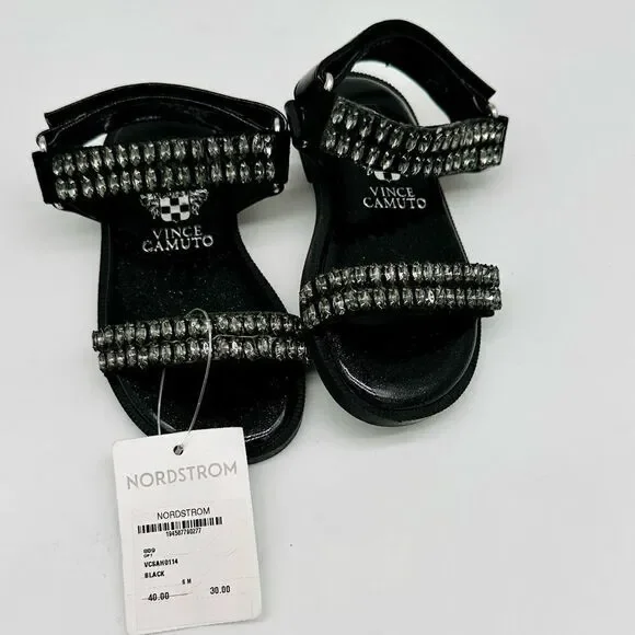 Vince camuto Toddler Girls Flat Fashion Sandals with Marquis Encased Rhinestones