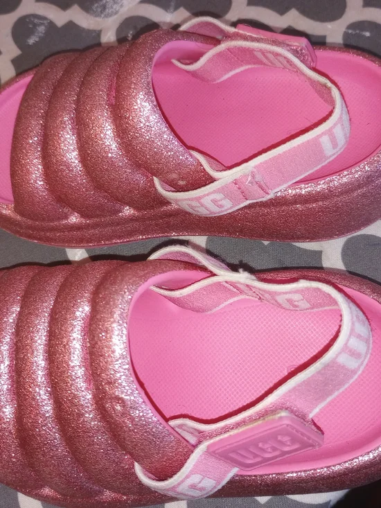 UGG Kids Glitter Rose Pink Slip-On Sandals