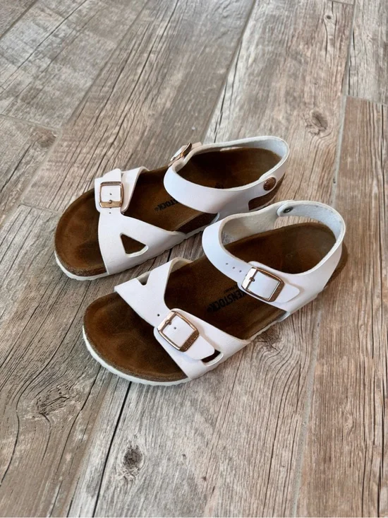 Birkenstock White Kids Girls Sandals with Buckles