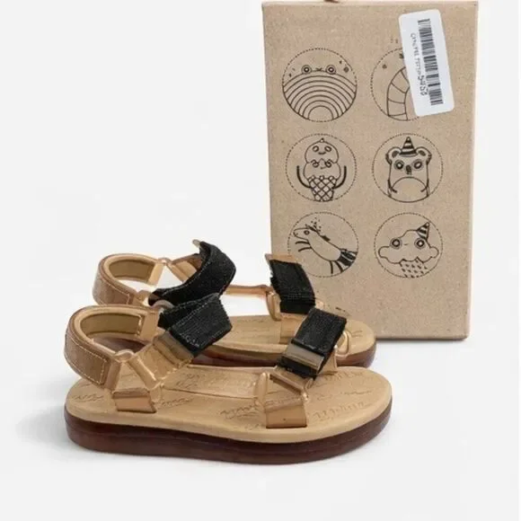 Mini Melissa Toddler Mini Papete + Rider BB Sandal 7 Beige Black NIB