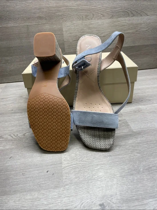 NYDJ Light Blue Suede Slingback Sandals with Woven Toe #472