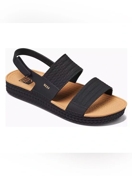 Reef Black and Tan Braided Strap Sandals
