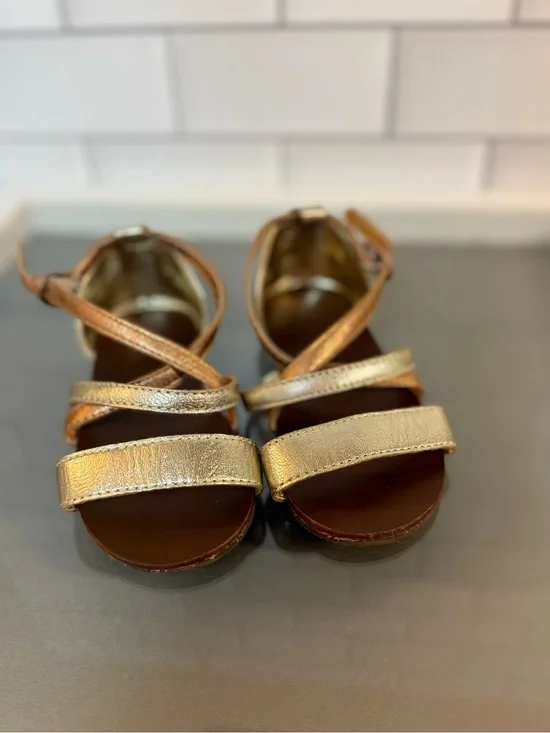 Janie and Jack Gold Strappy Sandals with Crossed Ankle Straps