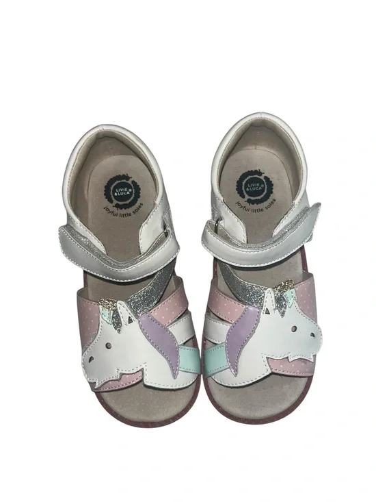Livie & Luca Girls' Unicorn Silver Pink Mint Purple Sandals size 2 youth