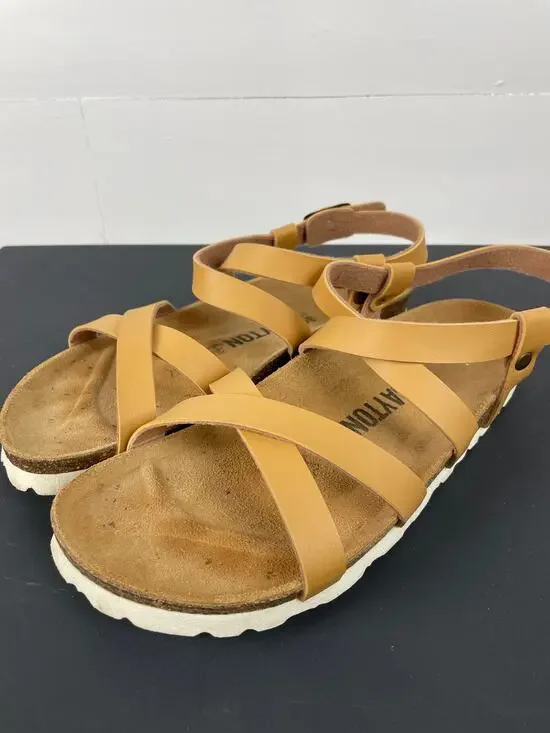 Bayton Tan Leather Strappy Cork Footbed Comfort Sandals Size EU 39 / US Women 8
