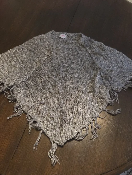 Justice Silver-Gray Knit Sweater with Metallic Thread
