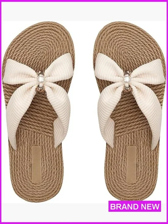 Criss Cross Straps Straw Sandals Open Toe Flat Casual Beach Slide Slippers